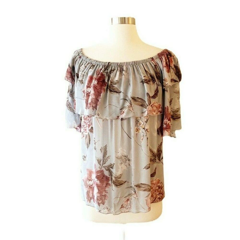 CHASER Blouse Medium Heirloom Gauze Floral Off Shoulder Elbow Sleeve Medium NEW - Picture 3 of 8